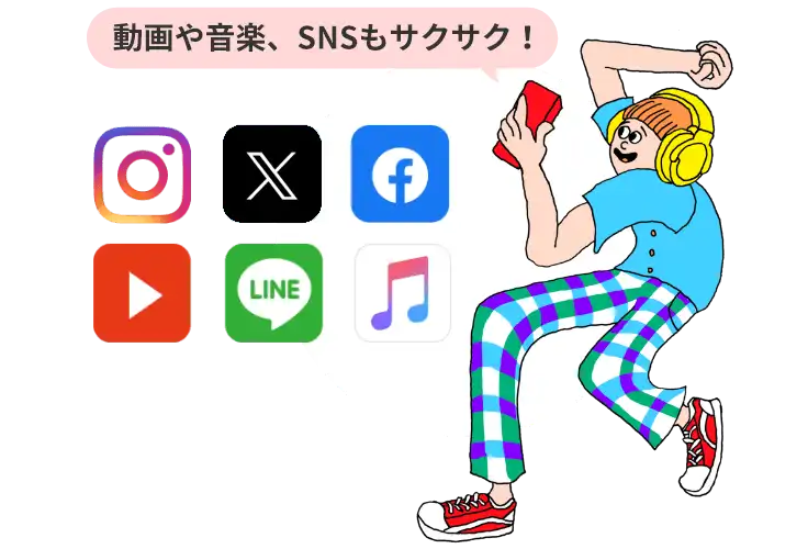 動画や音楽、SNSもサクサク!